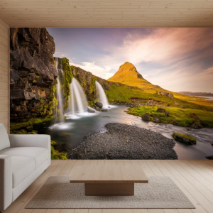 پوستر دیواری طرح کوهستان و آبشار