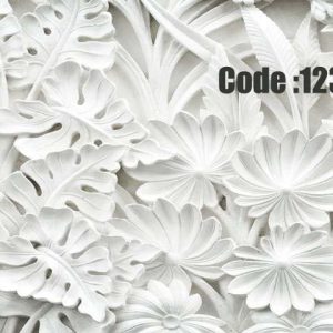 پوستر دیواری طرح گل و برگ برجسته سفید