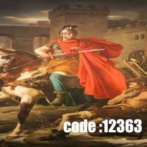 پوستر دیواری طرح سوارکار سلحشور در قلعه سنگی