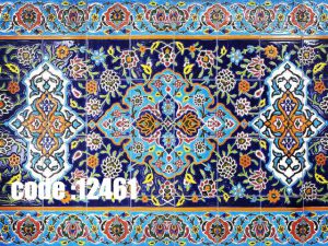 پوستر دیواری طرح کاشی‌کاری نقش‌دار فیروزه‌ای