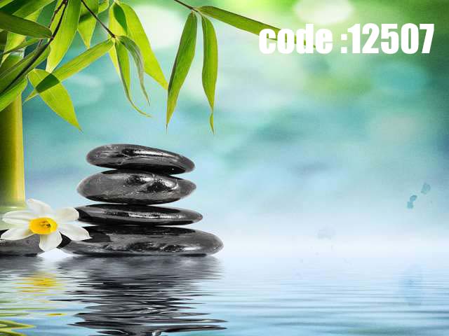 پوستر دیواری طرح بامبو و سنگ (آرامش‌بخش)