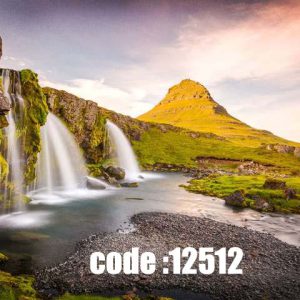 پوستر دیواری طرح کوهستان و آبشار