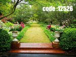پوستر دیواری طرح ورودی باغ و پله‌های آجری