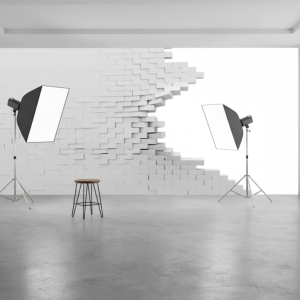 پوستر دیواری طرح آجر سفید سه بعدی