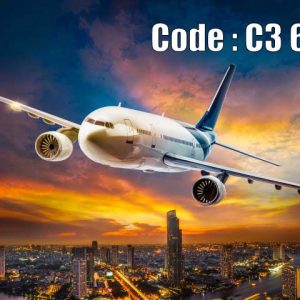 پوستر دیواری طرح هواپیما مسافربری بر فراز شهر