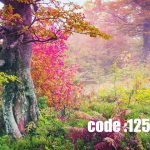 پوستر دیواری جنگل رویایی و رنگارنگ پاییزی