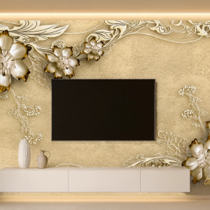 پوستر دیواری سه بعدی گل های مرواریدی