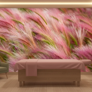 پوستر دیواری گندم‌زار صورتی با بافت مخملی