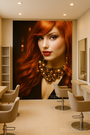 پوستر دیواری آرایشگاه زنانه طرح چهره مدل مو قرمز