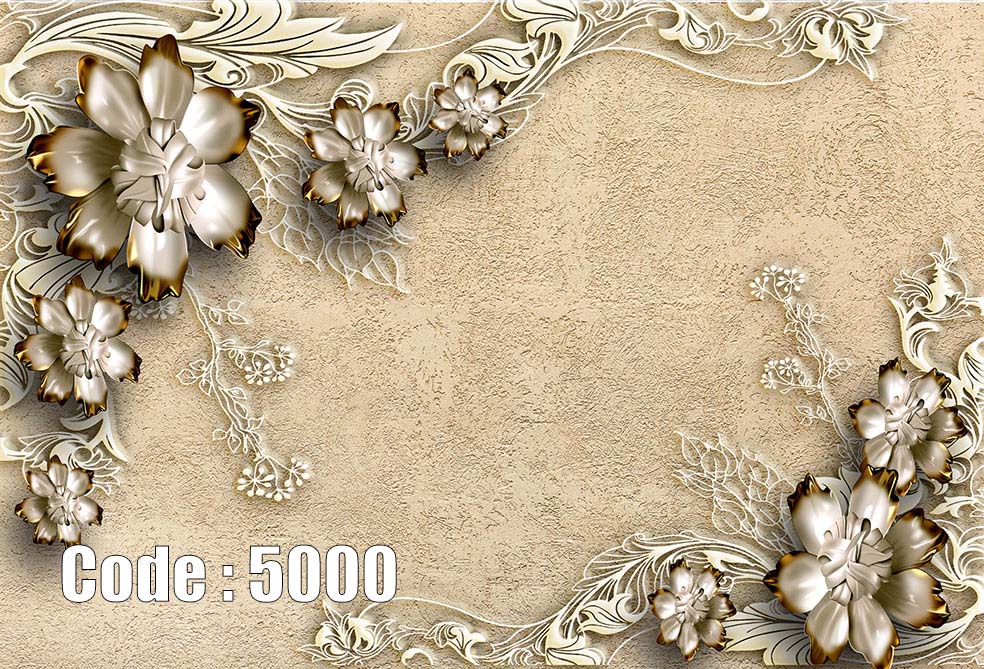 پوستر دیواری سه بعدی گل های مرواریدی