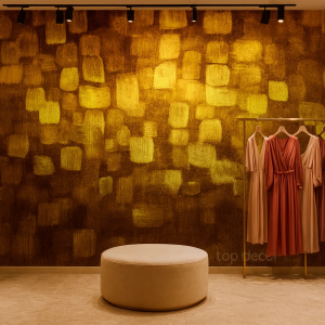 پوستر دیواری طرح پتینه با لکه های طلایی و برنز مربعی شکل در زمینه تیره