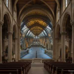 پوستر دیواری سه بعدی طرح عمارت تاریخی و راه پله باشکوه