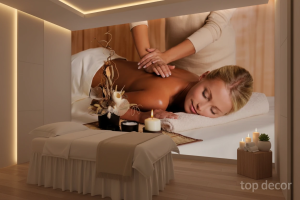 پوستر دیواری سه بعدی طرح اسپا و ماساژ آرامش‌بخش