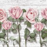 پوستر دیواری گل رز صورتی با طراحی لطیف و زمینه چوبی سفید