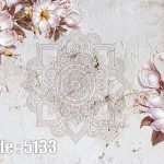 پوستر دیواری گل کلاسیک و ماندالا روی زمینه سنگی با طرح هنری خاص از تاپ دکور
