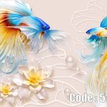 پوستر دیواری ماهی فایتر طلایی و آبی | هنر لوکس الهام‌گرفته از طبیعت