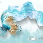 پوستر دیواری ماهی فایتر آبی و طلایی | رقص لطیف در آب