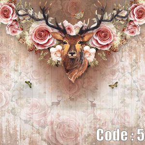 پوستر دیواری گوزن گلدار | ترکیب لطافت گل‌ها و شکوه طبیعت