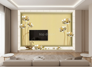 پوستر دیواری سه بعدی گل طلایی