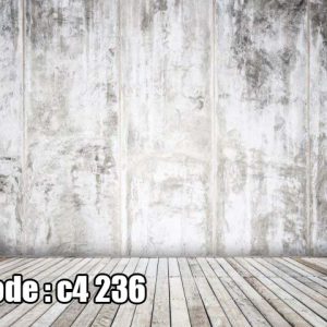 پوستر دیواری سه‌بعدی دیوار بتنی مینیمال با کف چوبی