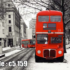 پوستر دیواری سه‌بعدی اتوبوس دوطبقه لندن در زمستان