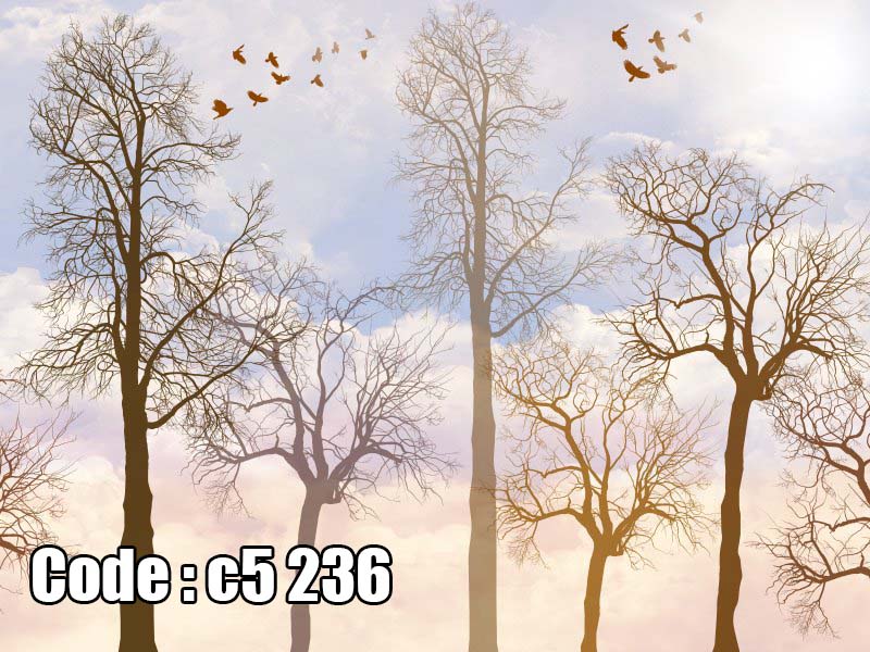 پوستر دیواری درختان مینیمال | آرامش طبیعت در فضایی مدرن