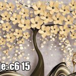 پوستر دیواری درخت طلایی و گوزن‌های هنری | شکوه طبیعت در دکوراسیون لوکس