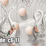 پوستر دیواری قوهای سفید سه‌بعدی | سمفونی ظرافت، آرامش و زیبایی