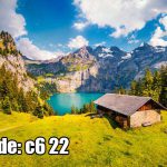 پوستر دیواری منظره کلبه کوهستانی کنار دریاچه | آرامش طبیعت بکر