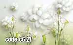 پوستر دیواری گل سفید سه‌بعدی | طراحی لطیف و آرامش‌بخش مدرن