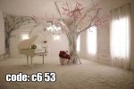 پوستر دیواری درخت شکوفه‌های صورتی | فضای رویایی و آرامش هنری