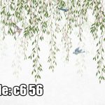 پوستر دیواری شاخه‌های آویزان و پرندگان | آرامش سبز و لطافت طبیعت