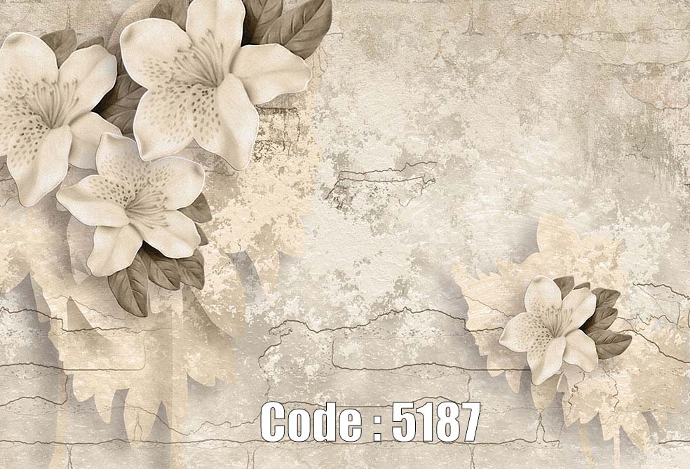 5187 پوستر دیواری پتینه گل های کرم