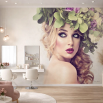 پوستر دیواری زن با گل