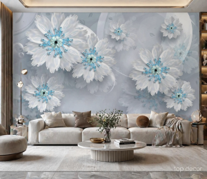پوستر دیواری گل کریستالی سه‌بعدی