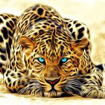 پوستر دیواری پلنگ با چشم‌های آبی