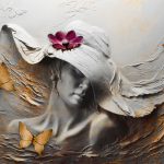 پوستر دیواری سه‌بعدی طرح فرشته و پروانه طلایی