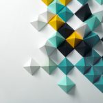 پوستر دیواری سه‌بعدی هندسی مدرن با احجام چندوجهی