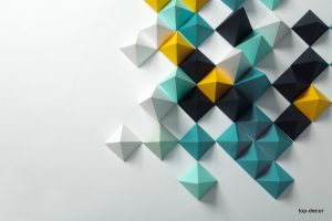 پوستر دیواری سه‌بعدی هندسی مدرن با احجام چندوجهی