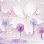 پوستر دیواری گل آلیوم بنفش و صورتی