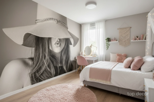 پوستر دیواری چهره فشن با کلاه لبه‌دار مدرن