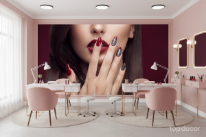 پوستر دیواری لاکچری طرح مانیکور و لب قرمز