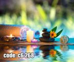پوستر دیواری آرامش‌بخش اسپا | سنگ و شمع طبیعت