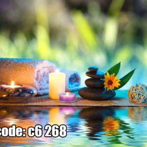 پوستر دیواری آرامش‌بخش اسپا | سنگ و شمع طبیعت