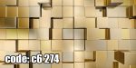 پوستر دیواری سه‌بعدی مکعب‌های طلایی مدرن (طرح ژئومتریک لوکس)