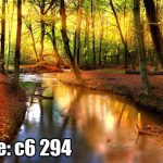 پوستر دیواری جنگل پاییزی و رودخانه آرام | منظره طبیعت با نور طلایی
