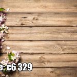 پوستر دیواری چوبی گلدار | پس‌زمینه چوب طبیعی با شکوفه‌های بهاری
