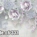 پوستر دیواری گل سه‌بعدی طوسی | گل‌های لطیف با پس‌زمینه مینیمال