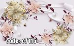 پوستر دیواری سه‌بعدی گل‌های مرواریدی طلایی با طراحی لوکس و پروانه‌های ظریف
