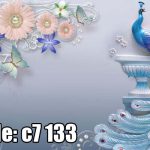 پوستر دیواری سه‌بعدی طاووس آبی با گل‌های مرواریدی و پروانه